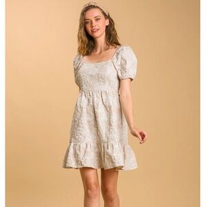 Boutique Champagne Textured Dress